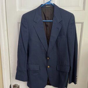 Vintage 80s 37R Evan-Picone Sport Coat Two Button Linen Jacket Blazer USA Blue